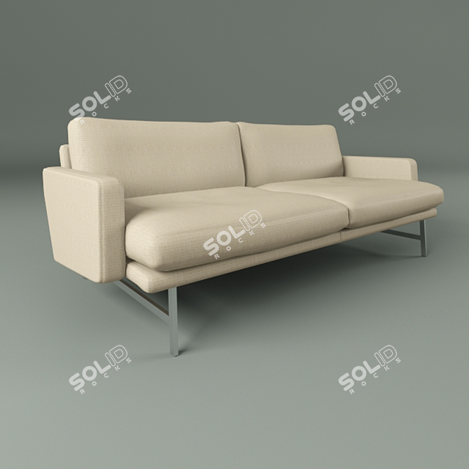 Lissoni Sofa: Sleek Steel Base & Stylish Upholstery 3D model image 1