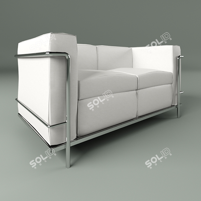 Modern LC2 Cassina: Stylish Metal-frame 2-Seater Sofa 3D model image 1