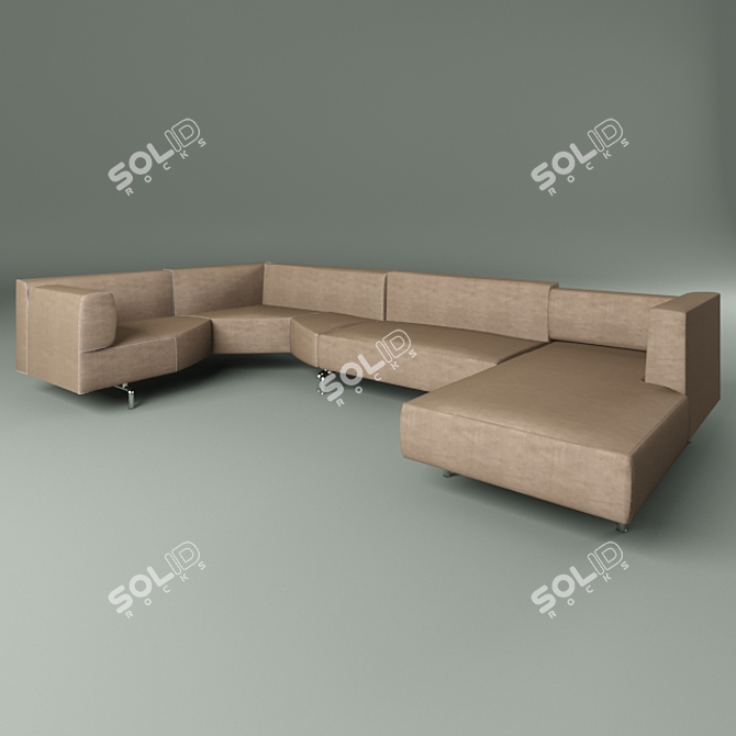 Title: Modular Metal Frame Sofa - Met Cassina 3D model image 1