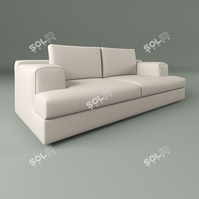 Comfortable Two-Seater Sofa with Durable Textile Upholstery 3D model image 1