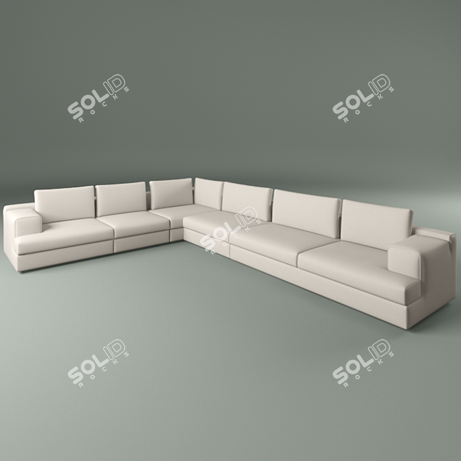 Modular Corner Sofa with Versatile Configuration 3D model image 1