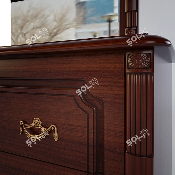 Elegant Wooden Chest of Drawers 3D model image 2