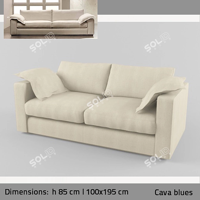 Cava Blues Sofa: Ultimate Comfort 3D model image 1