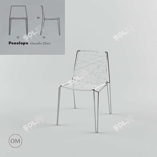 Elegant Penelope Strip Chair 3D model image 1
