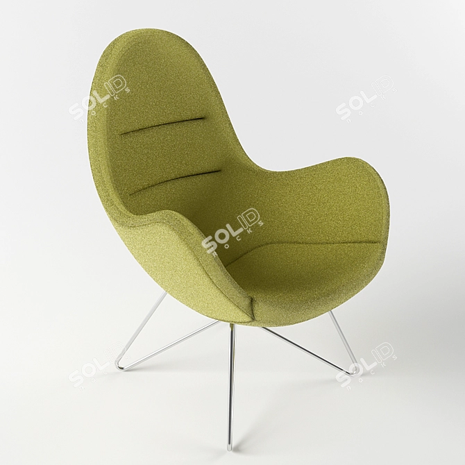 Sleek Wire-Base High-Back Armchair 3D model image 1