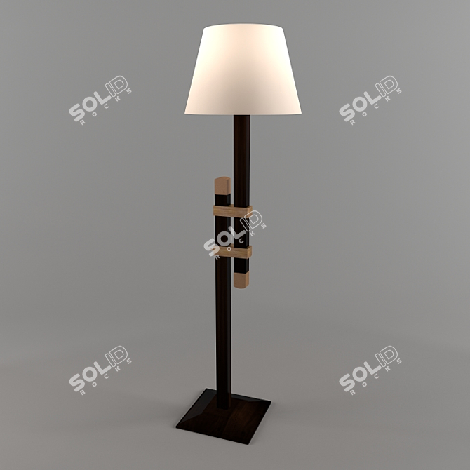 Elegant Dark Wood Floor Lamp 3D model image 1