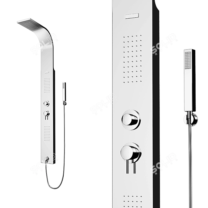 Sleek Shower Set: Faucet & Arm 3D model image 1