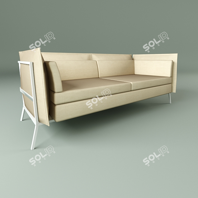 Sleek White Sofa with Customizable Upholstery 3D model image 1