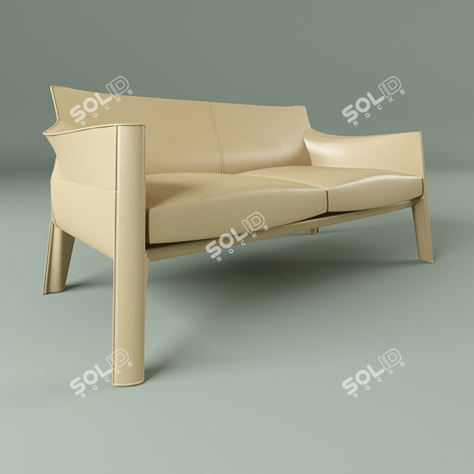 Modern Leather Sofa with Metal Frame 3D model image 1