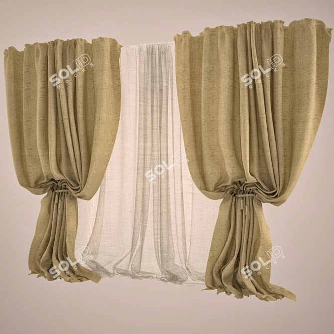 Elegant Drapes for Chic Interiors 3D model image 1