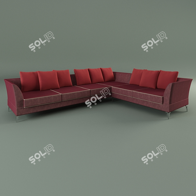 Crimson Velvet Sofa 3D model image 1