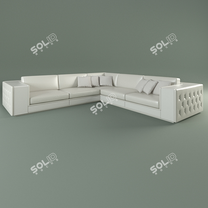 Luxury Leather Corner Sofa with White Gloss Panels 3D model image 1