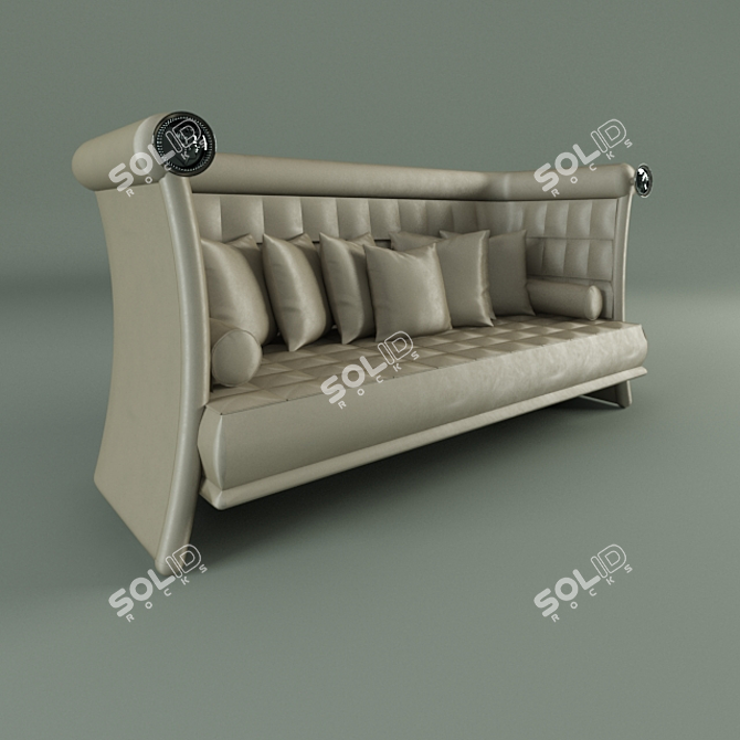 Caesar Velvet Armchair with Metal Medallions - Visionnaire 3D model image 1