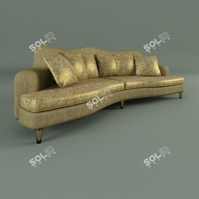 Glamorous Ginevra Velvet Sofa 3D model image 1