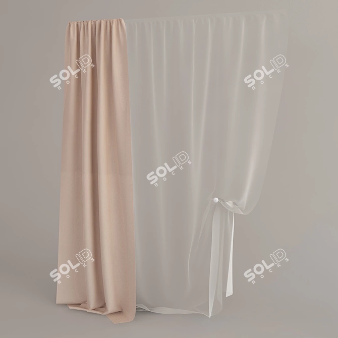 Elegant Drapery Collection 3D model image 1