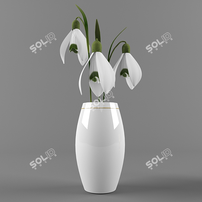 Winter's Whisper: Snowdrop Bouquet 3D model image 1