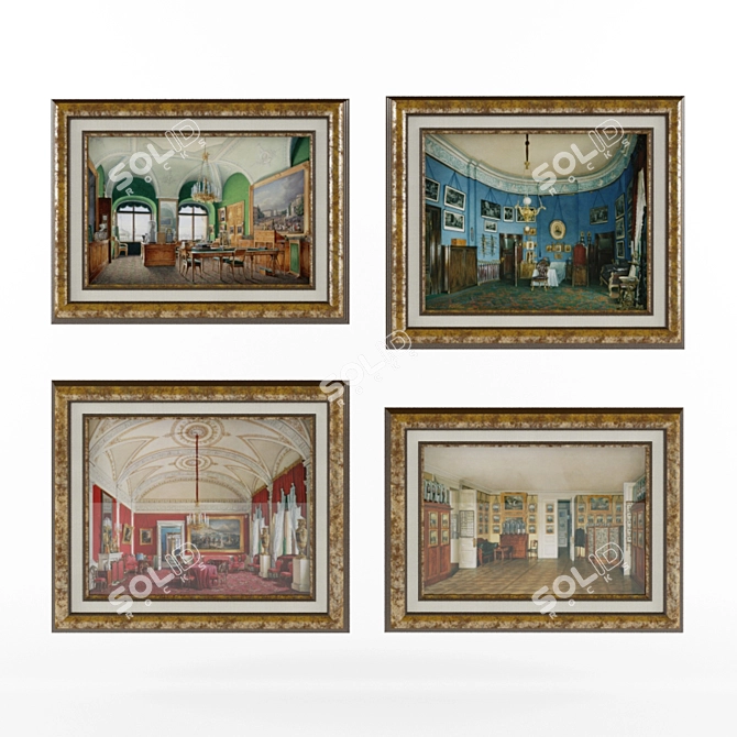 Winter Palace Watercolor Frames 3D model image 1