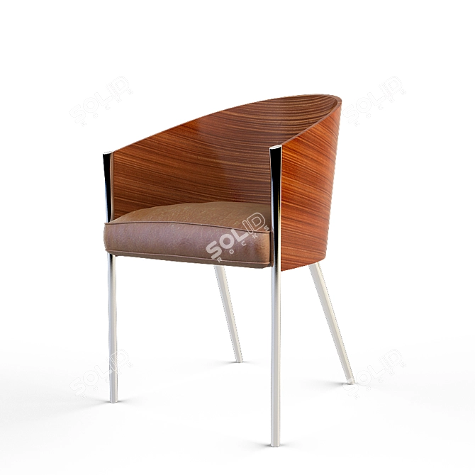 Elegant Aluminum and Wood Chair 3D model image 1