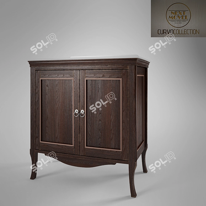 Elegant Curvo Sink Cabinet 3D model image 1