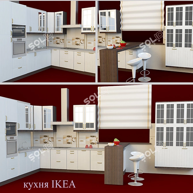 Modern Corner Kitchen by Ikea 3D model image 1