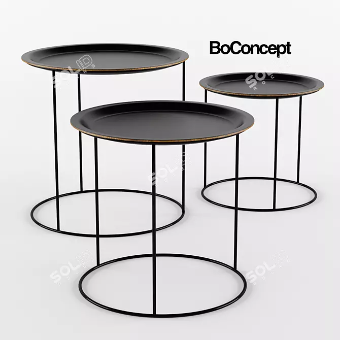 Sleek Black Occa-U001 Coffee Table Set 3D model image 1