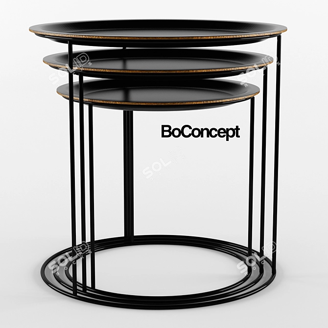 Sleek Black Occa-U001 Coffee Table Set 3D model image 2