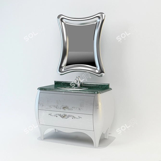 Luxury Vanity Set with Mirror 3D model image 1