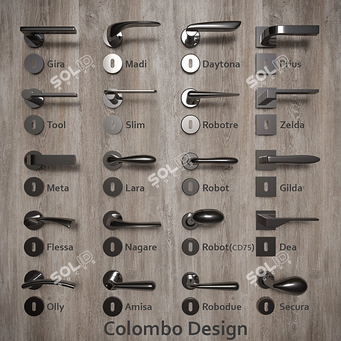 Elegant Italian Handles by Colombo 3D model image 1