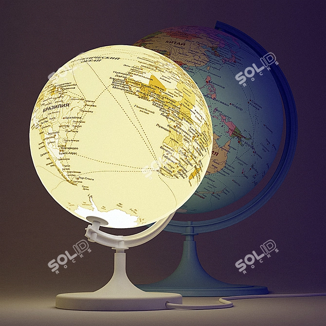 Title: Vintage Globe with Glow 3D model image 2