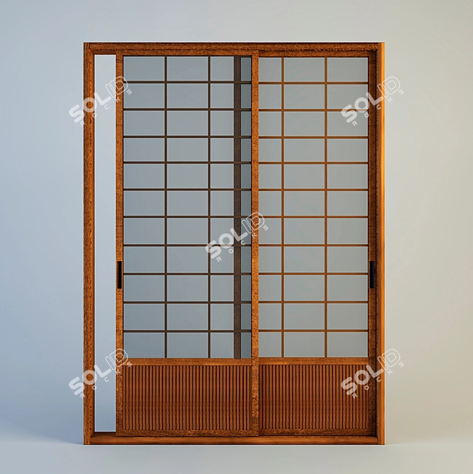 Shoji Door: Translucent Elegance 3D model image 1