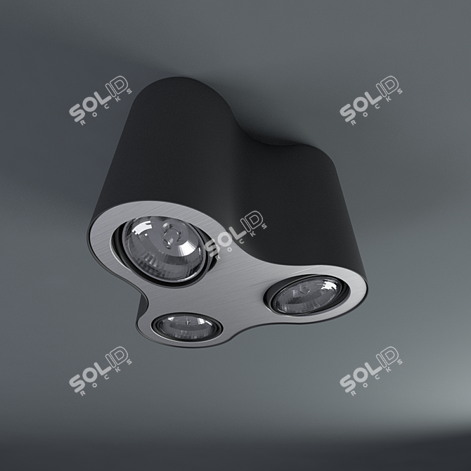 Massive 3-Lamp Spot Light 3D model image 1