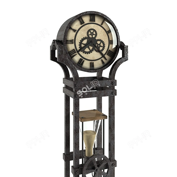 Vintage Hourglass Grandfather Clock 3D model image 2