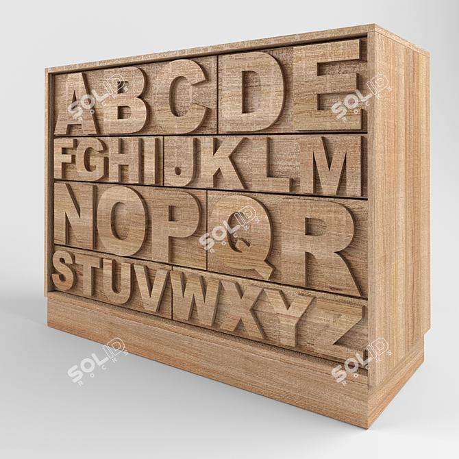 ABC Alphabet Kids Dresser 3D model image 2