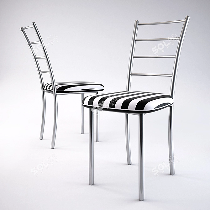 Elegant Metal Chair with Leather Cushion 3D model image 1