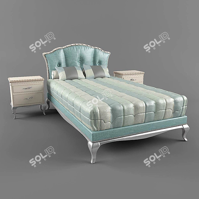 Greca Collection: Frari Bed & Drawer Set 3D model image 1