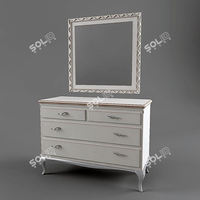 Classic Baby Boy Frari Dresser & Mirror 3D model image 1