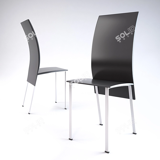 Sleek Black Metal Chair 3D model image 1