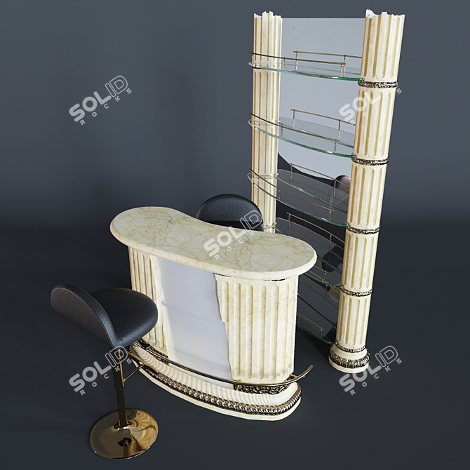 Elegant Marble Bar Set 3D model image 1