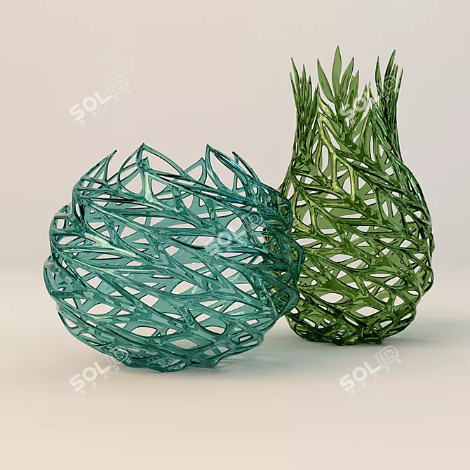 Elegant Glass Vases Collection 3D model image 1