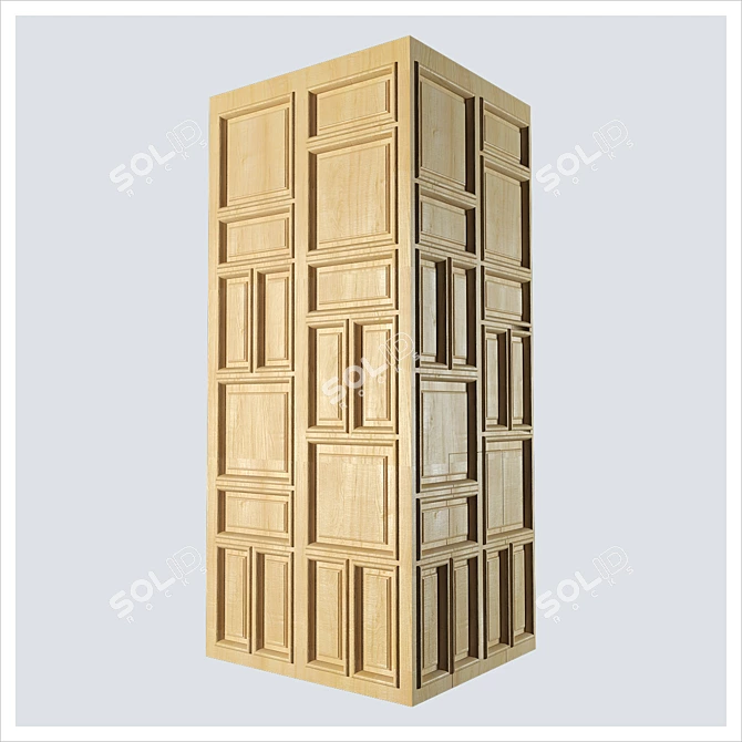 Wooden Decor Panel : Versatile Panel for Columns and Walls 3D model image 1