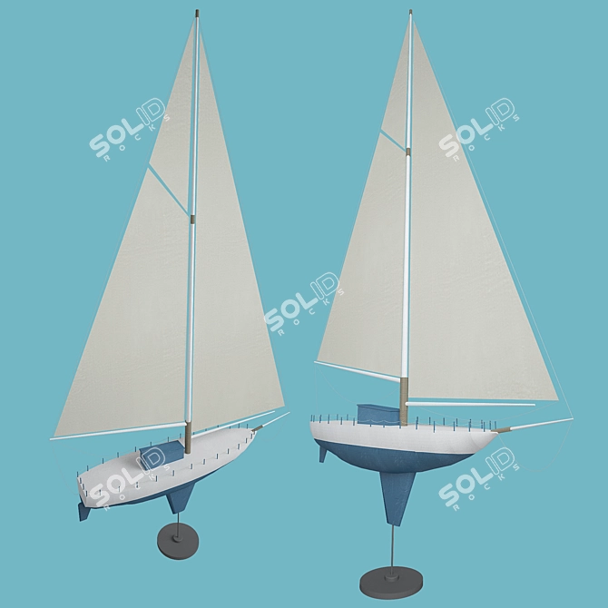 Wooden Toy Boat 3D model image 1