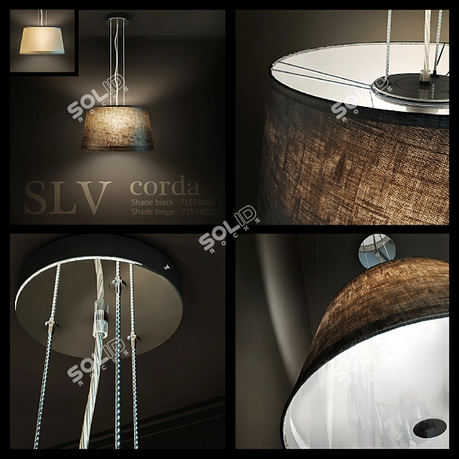 SLV Corda Hanging Lamp: Stylish Steel, Textile, and Acrylic Design 3D model image 1