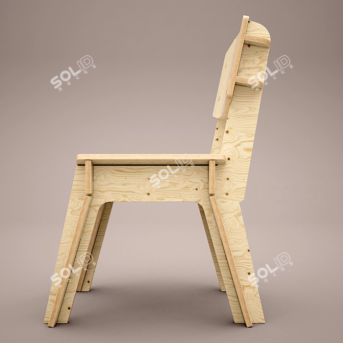 Rustic Wooden Chair 3D model image 1