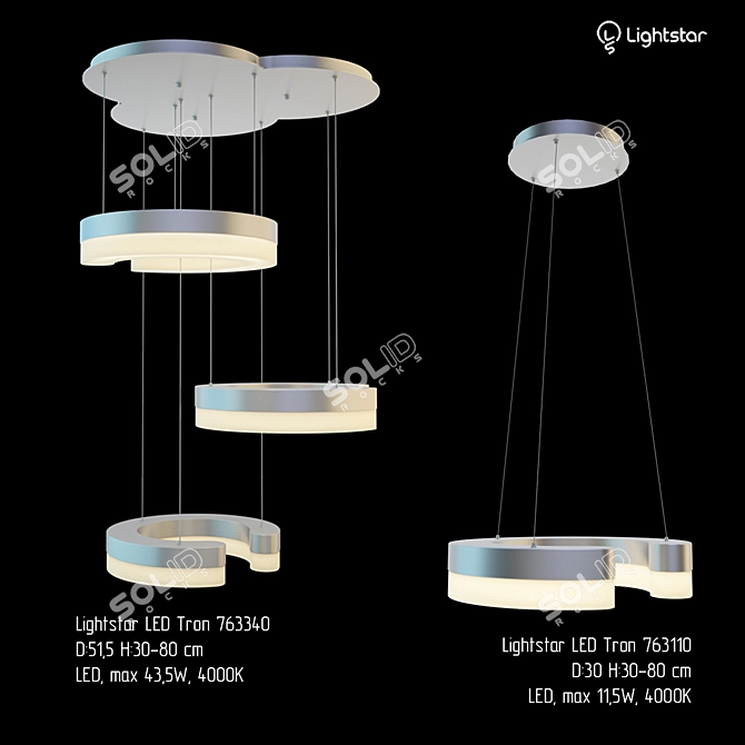 Sleek LED Tron Pendant Lights 3D model image 1