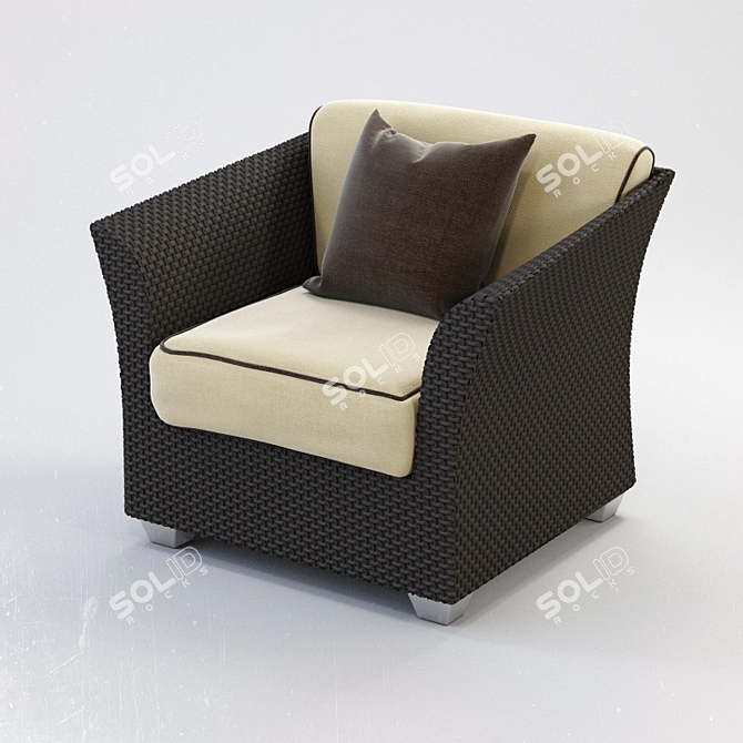 Barbados Rattan Chair: Chic Comfort 3D model image 1