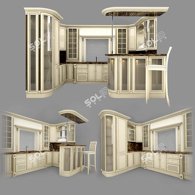 Venice Kitchen: Palace-Inspired Elegance 3D model image 1