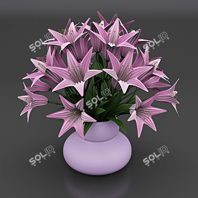 Lily-Like Flower Bouquet 3D model image 1