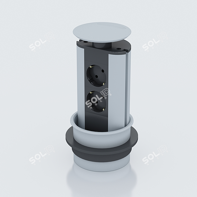 Dual Plug Flush Outlet 3D model image 1