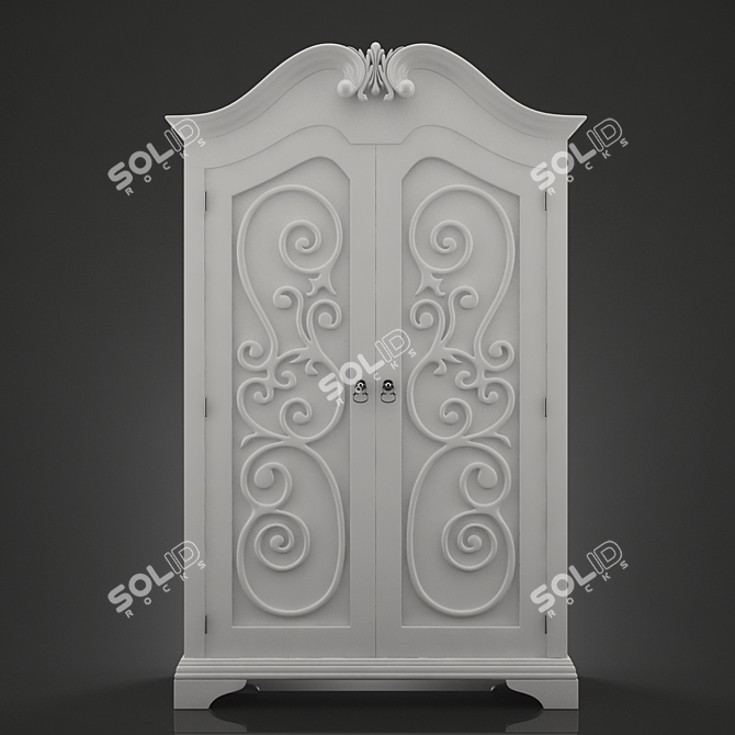 Elegance in Wood: Shangrila Armoire 3D model image 1