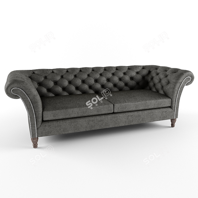 Elegant Chesterfield Sofa 3D model image 1
